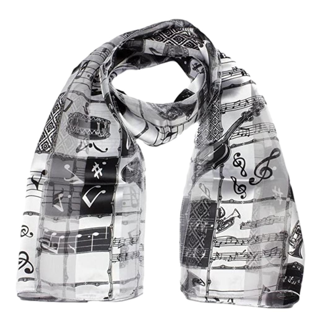 Black on White Music Notation and Instruments Satin stripe Scarf image 0