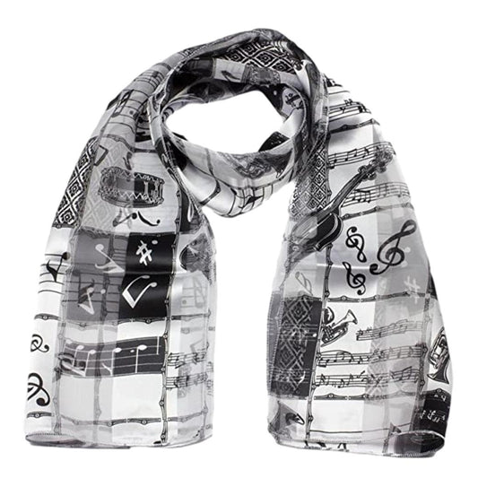 Black on White Music Notation and Instruments Satin stripe Scarf image 0