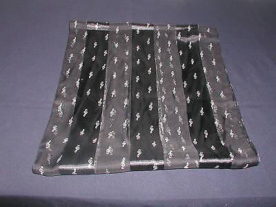 Small Treble Clefs white on black satin stripe scarf image 0