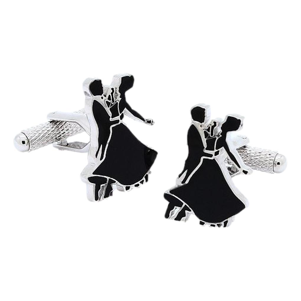 Ballroom Dancing Couple silver-plated torpedo cufflinks in padded gift box image 0