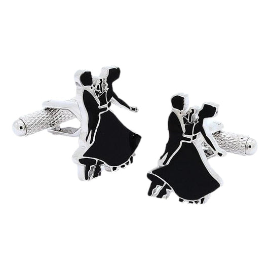 Ballroom Dancing Couple silver-plated torpedo cufflinks in padded gift box image 0