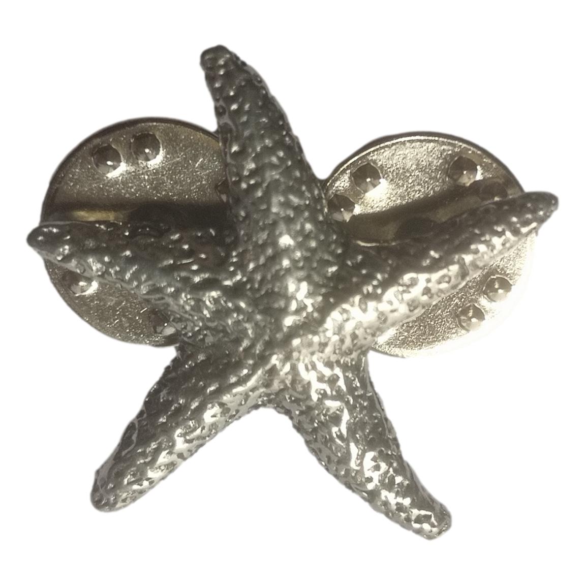 Starfish polished pewter metal lapel pin badge image 1