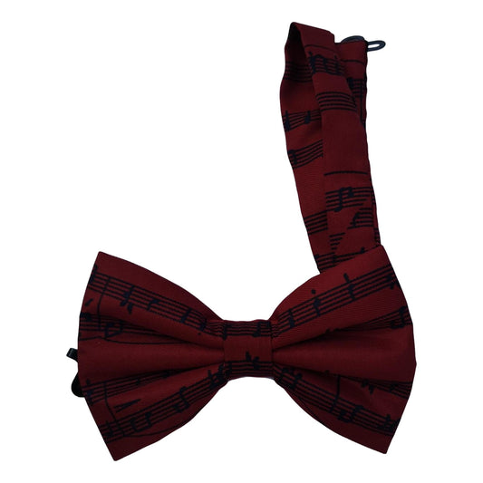 Black Manuscript on Dark Red Fancy Silk Bow Tie image 0