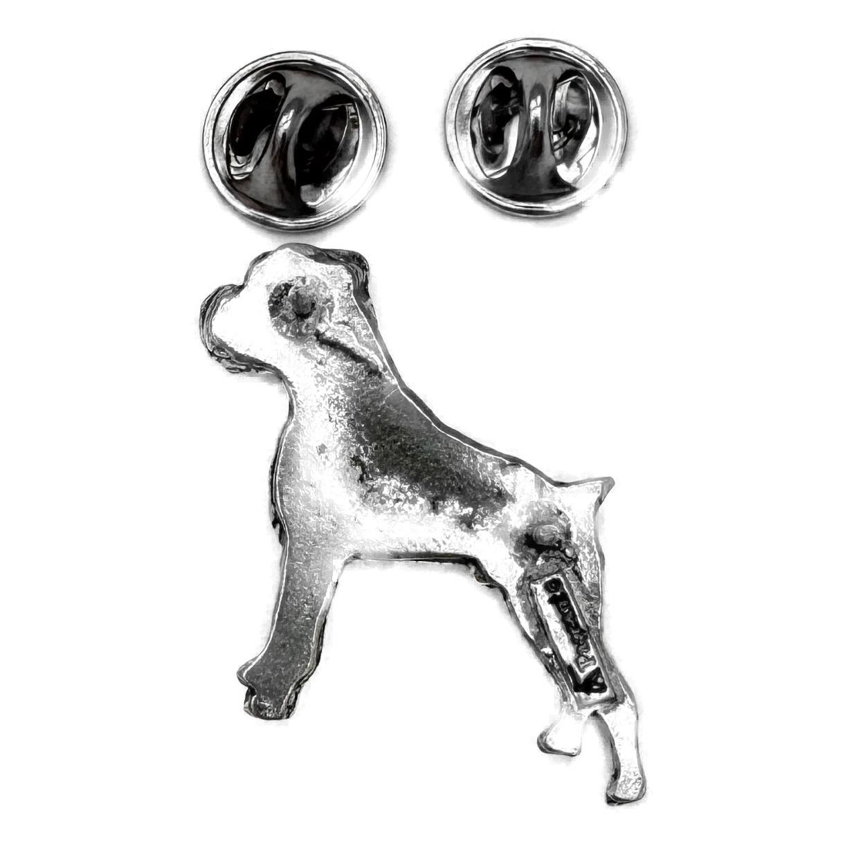 Boxer Dog polished pewter metal lapel pin badge image 3