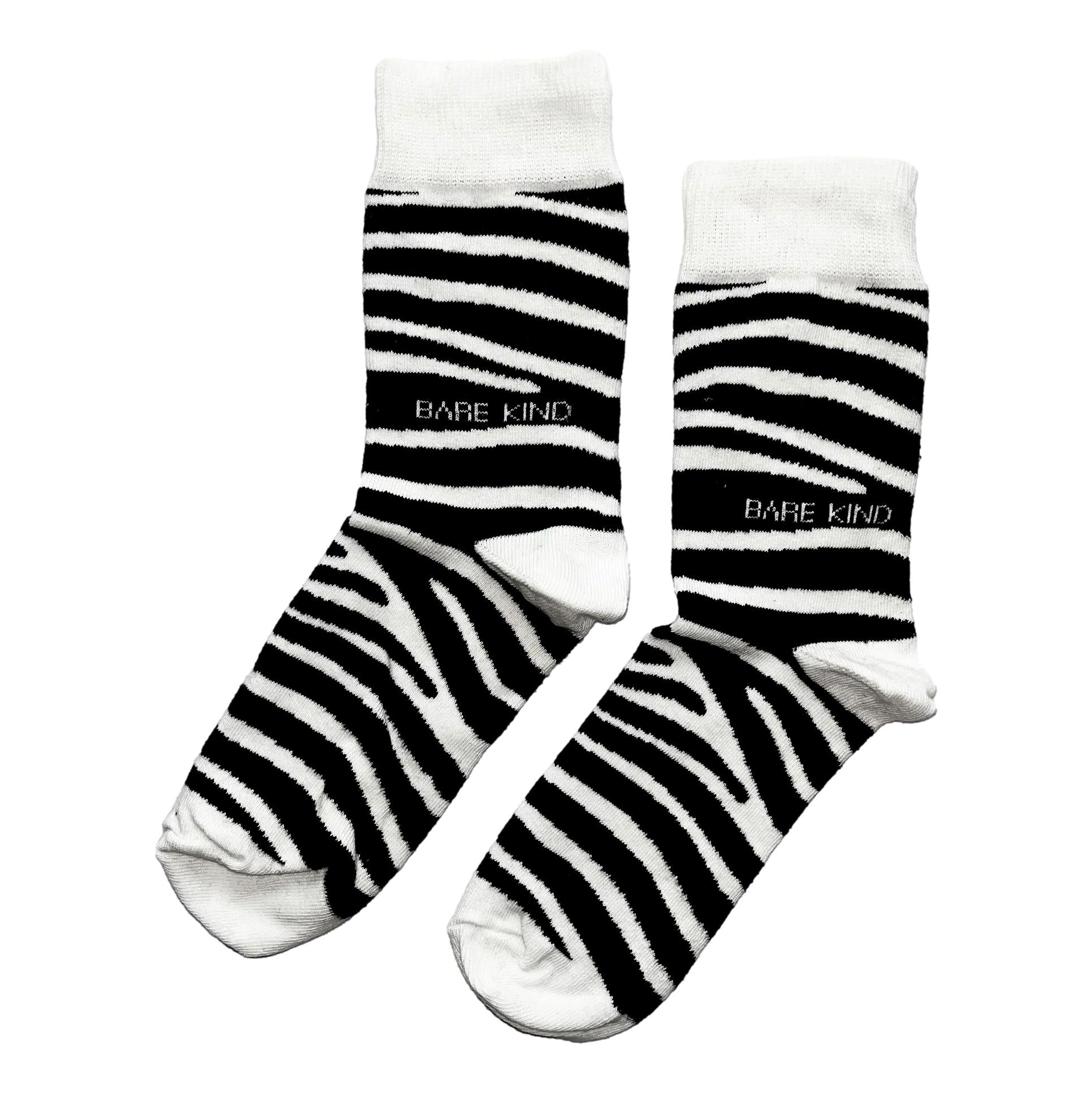 Save The Zebra Black and White Print Womens Novelty Ankle Socks Adult One Size image 0