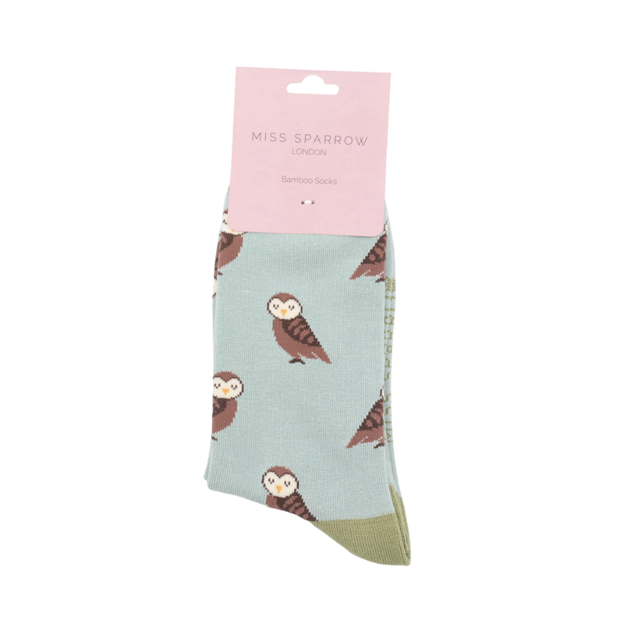Cute Owls on Duck Egg Womens Novelty Ankle Socks Adult One Size image 1