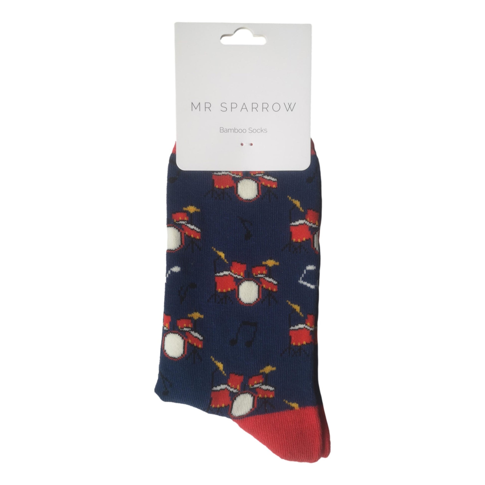 Drum Kits on Navy Blue Mens Novelty Ankle Socks Adult One Size image 1