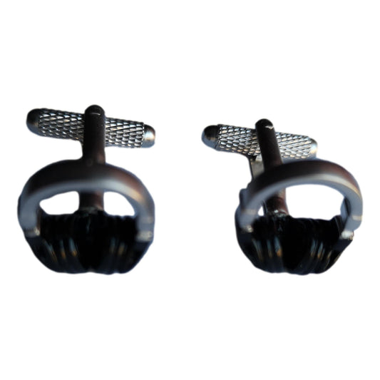 Headphones silver-plated torpedo cufflinks in padded gift box image 0