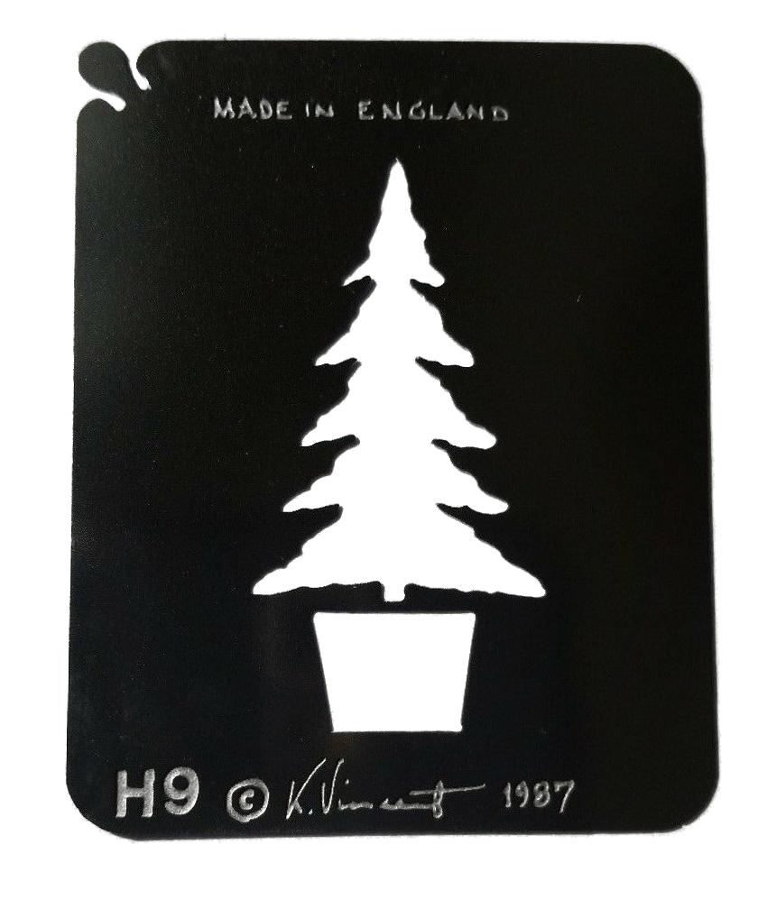 Stainless steel H9 Christmas tree in tub cake decorating / card making stencil image 0