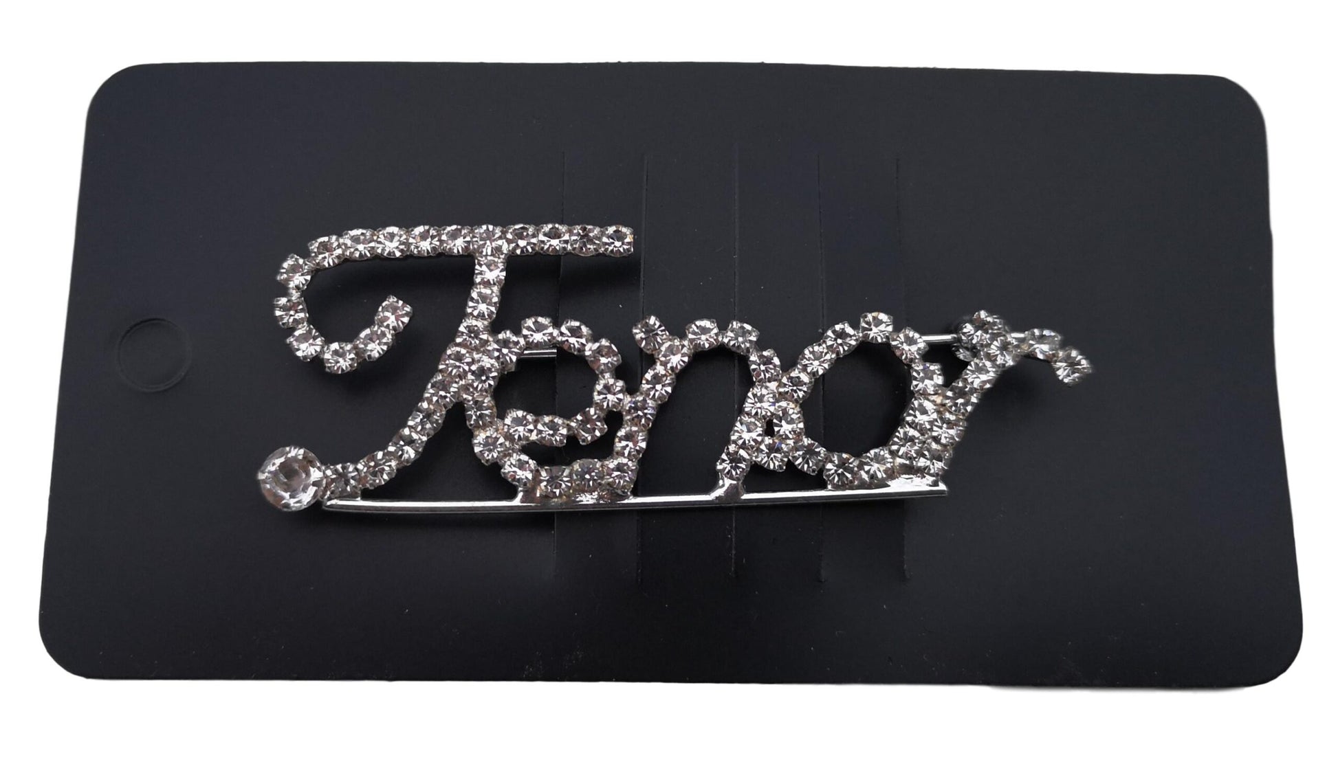 Tenor Barbershop script style diamante crystal pin brooch image 1