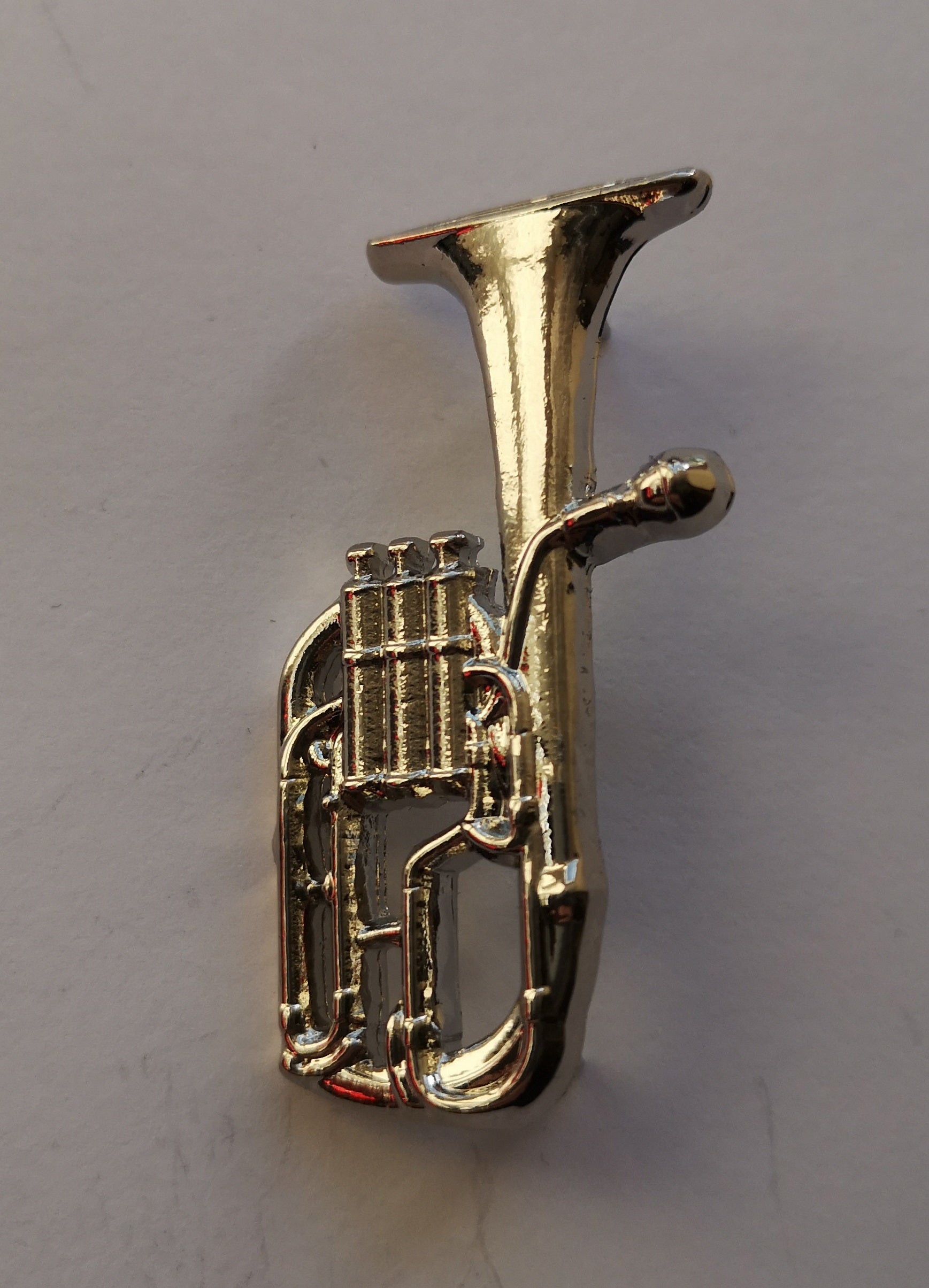 Polished Tenor Horn / Baritone gold-plated pin badge image 1