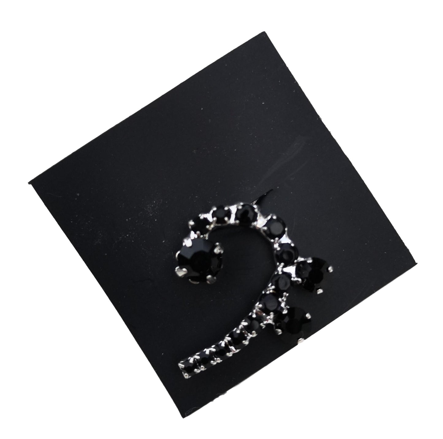 Bass Clef black-stoned diamante crystal pin badge image 2