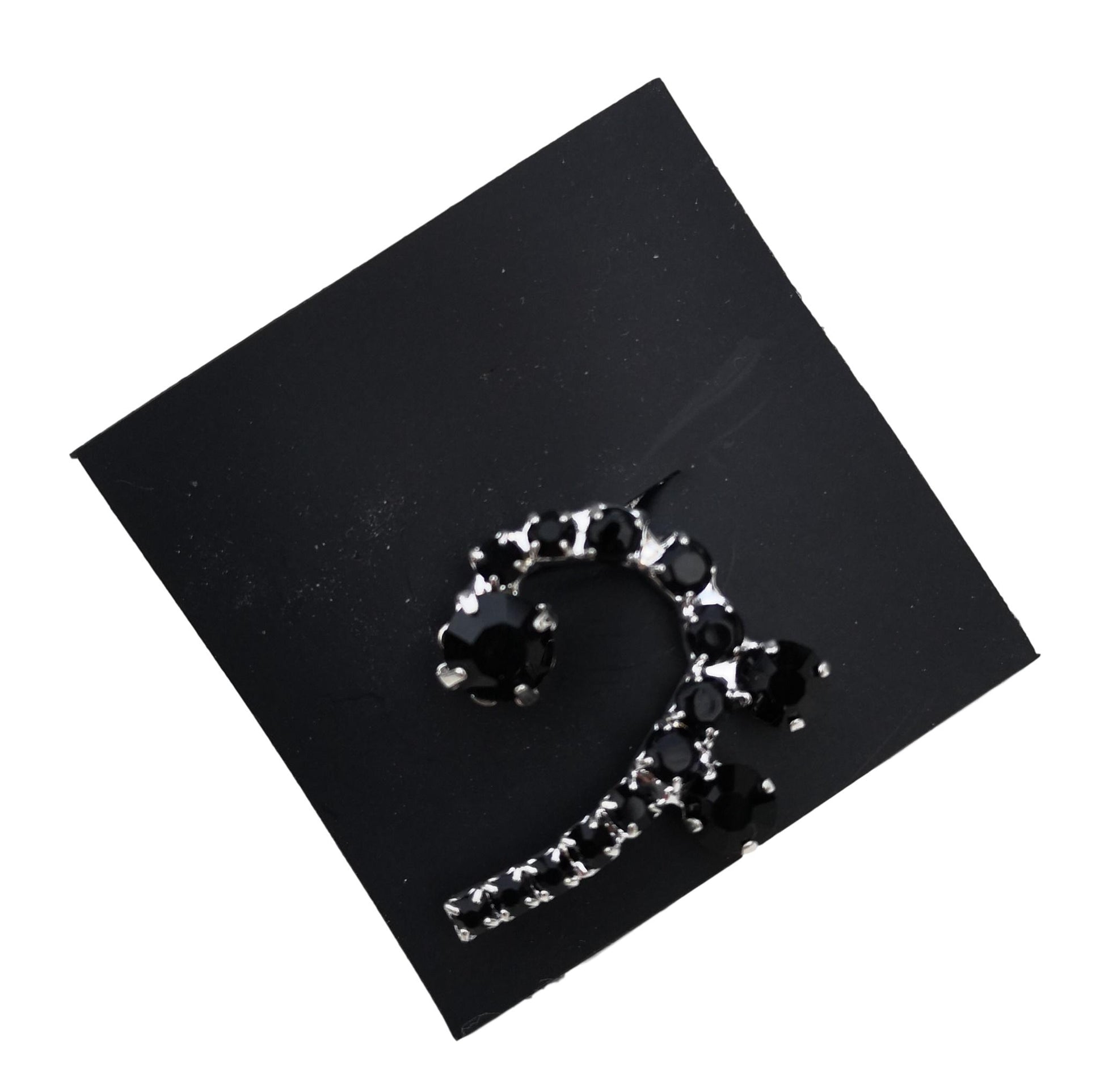 Bass Clef black-stoned diamante crystal pin badge image 2