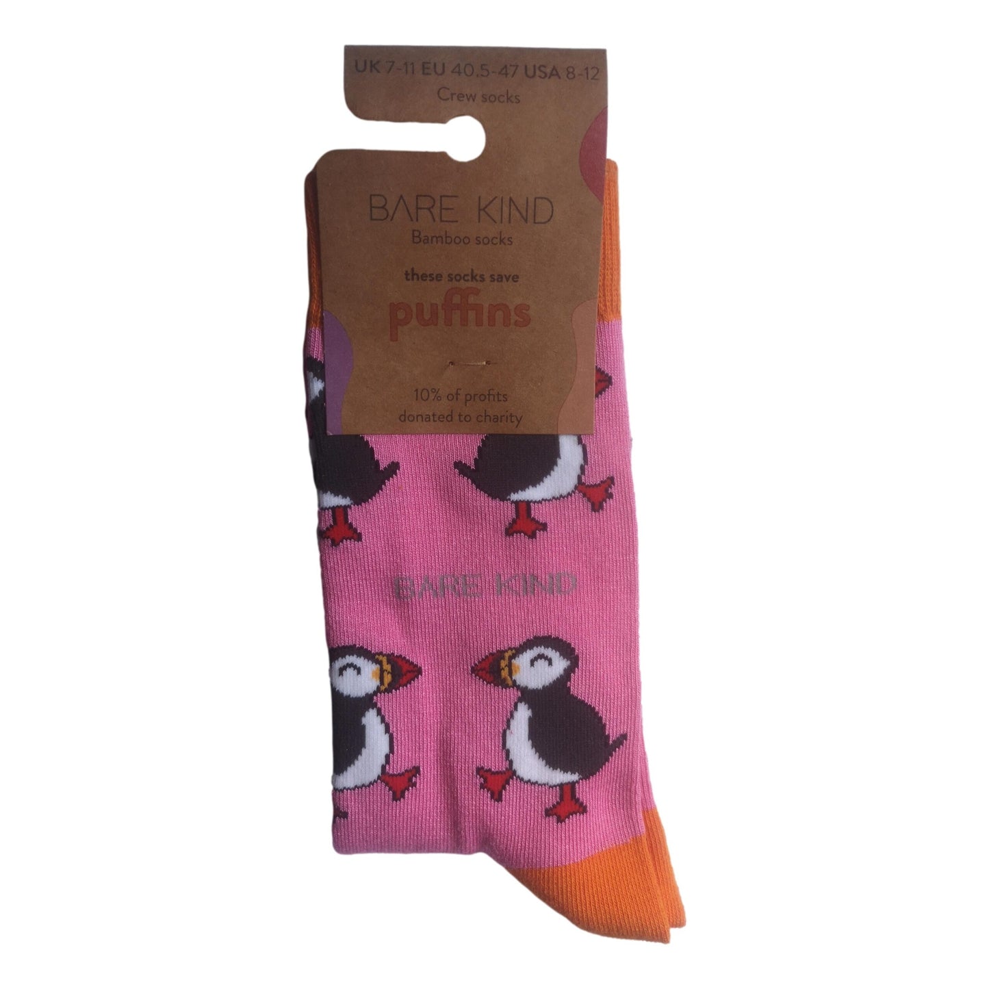Save The Puffins Pink Unisex Novelty Ankle Socks Adult UK Size 7-11 image 1