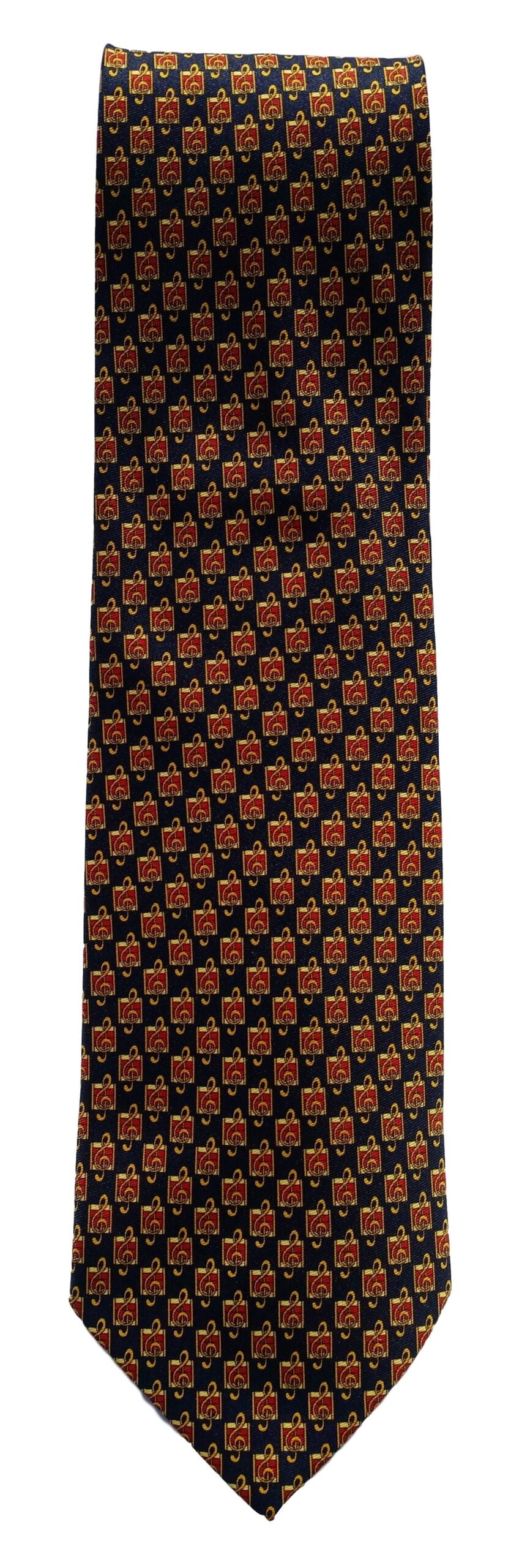 Small Repeating Treble Clefs Sleeved Polyester Novelty Tie Student Teacher Music image 0
