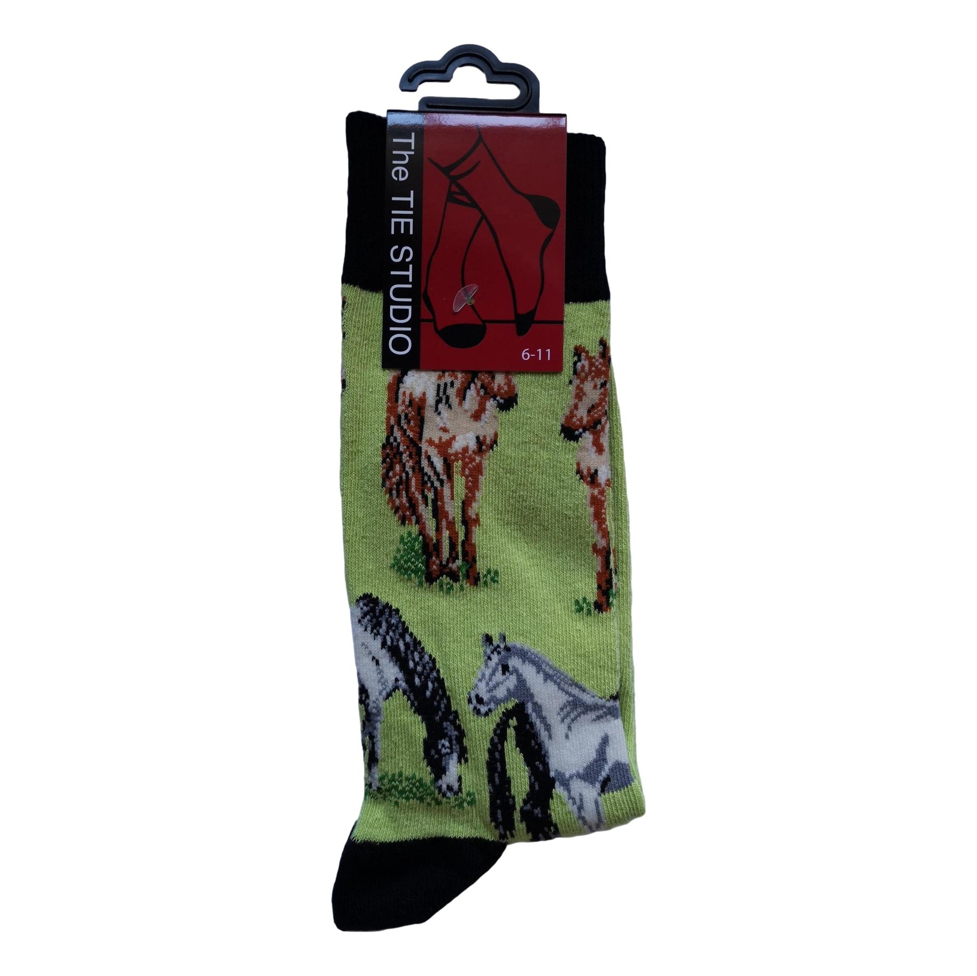 Horses Unisex Novelty Green Ankle Socks Adult Size 6-11 image 0