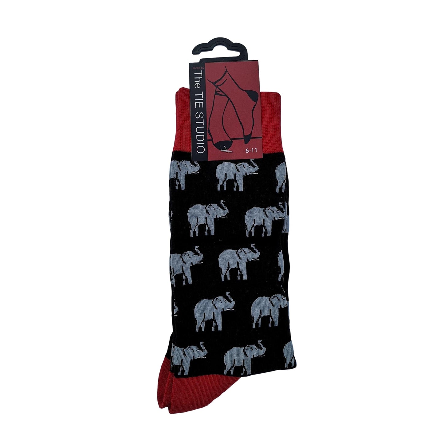 Elephants on black Unisex Novelty Ankle Socks Adult Size 6-11 image 0