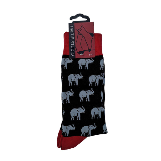 Elephants on black Unisex Novelty Ankle Socks Adult Size 6-11 image 0