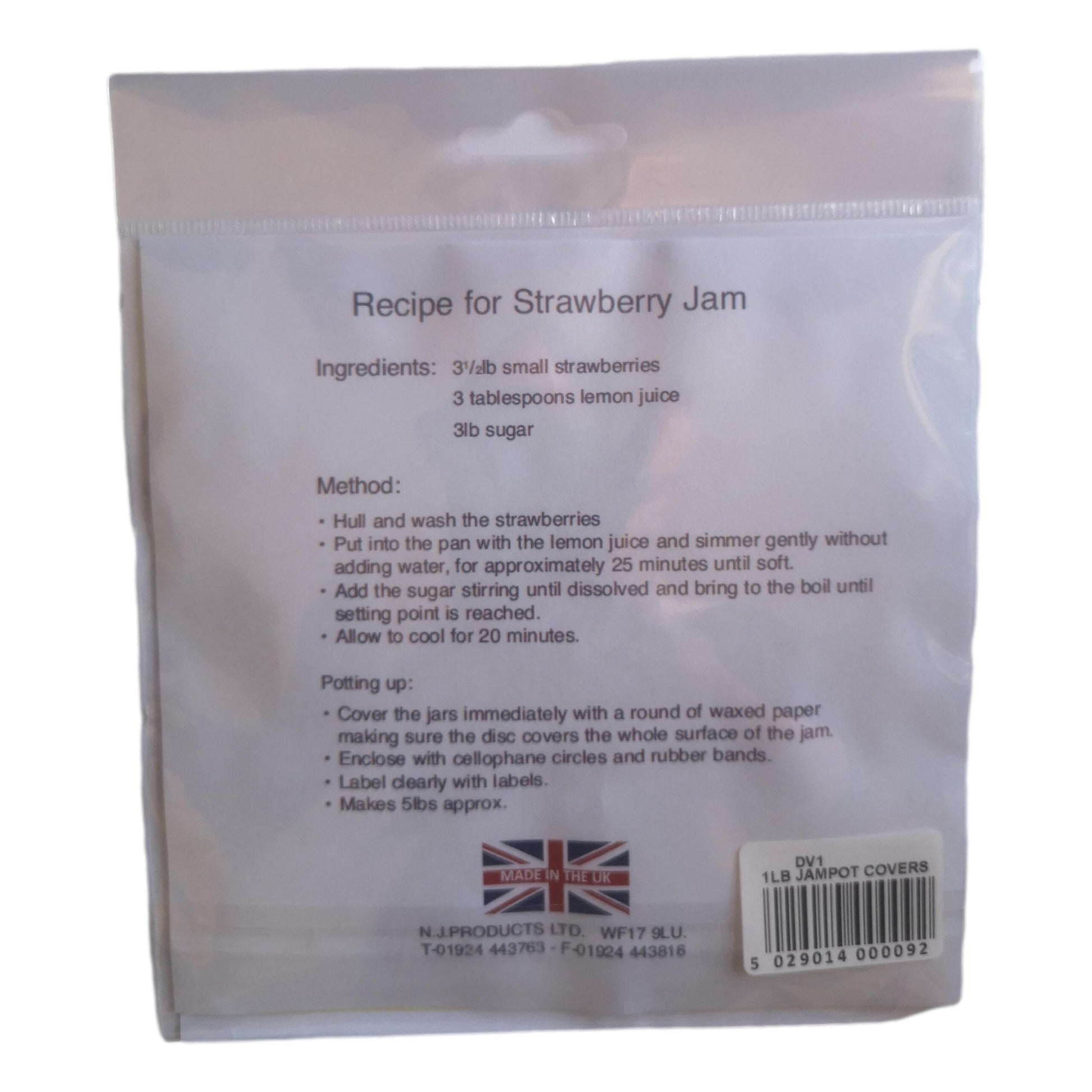 20 Transparent 1lb Jam Pot Covers, Wax Discs, Rubber Bands and Self-Adhesive Labels image 1