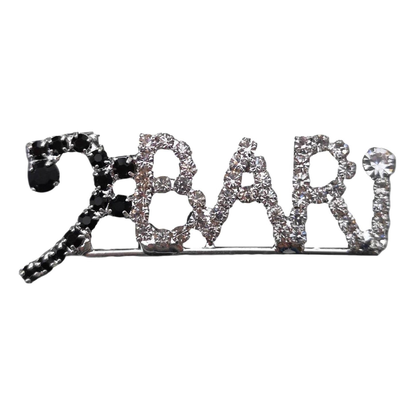 Bari Barbershop Bass Clef style diamante crystal pin brooch image 0