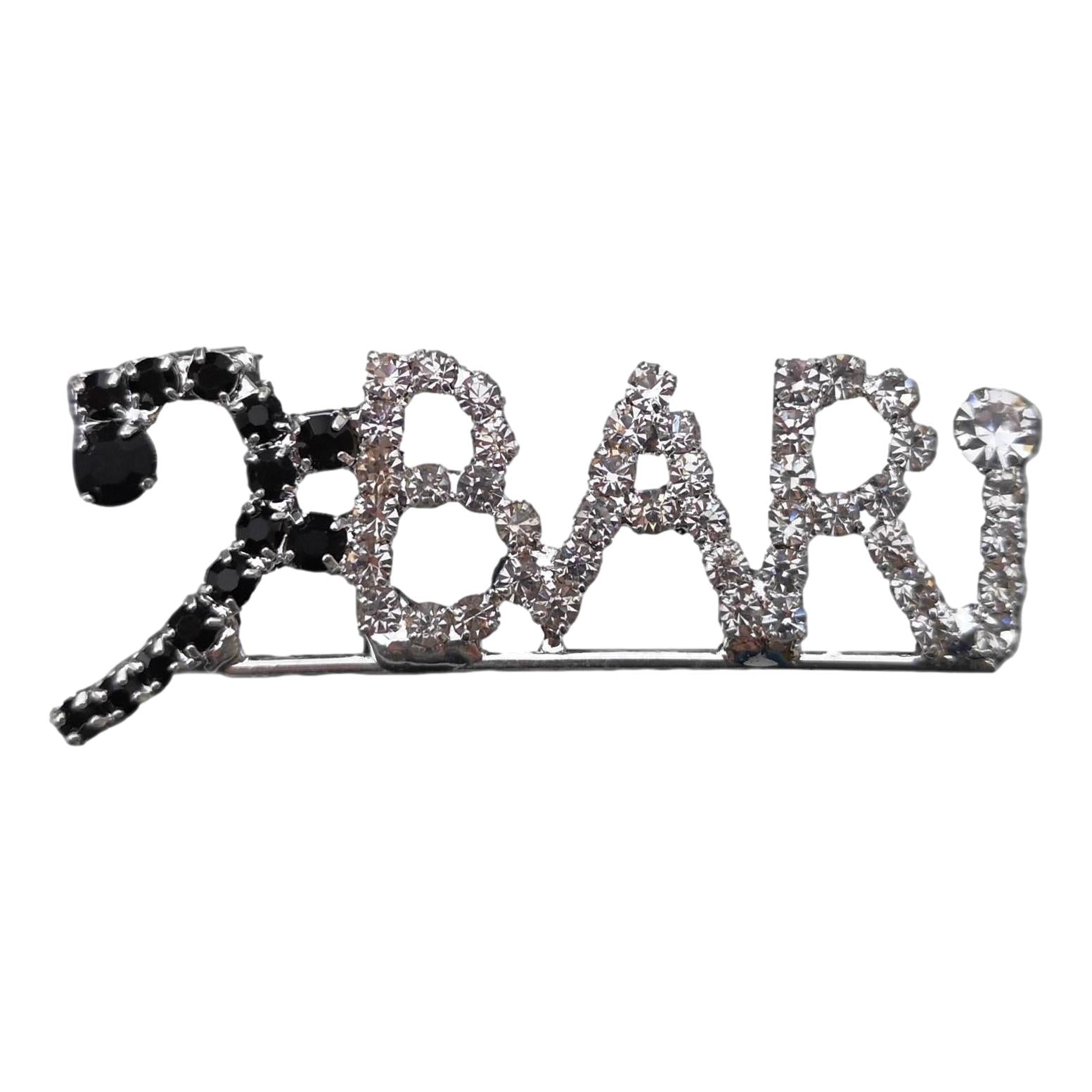 Bari Barbershop Bass Clef style diamante crystal pin brooch image 0
