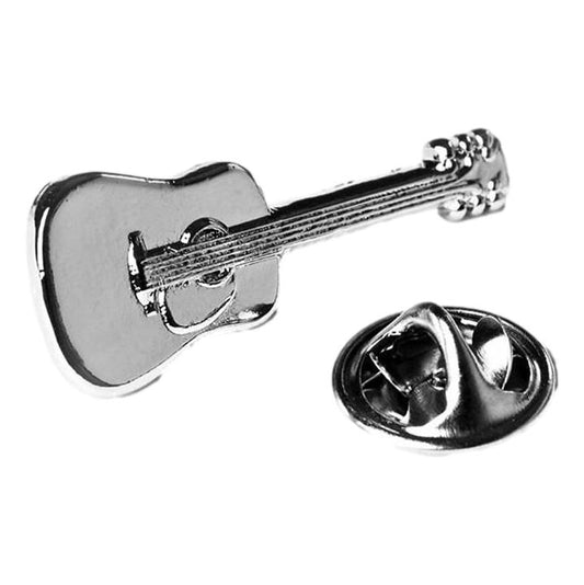 Polished Acoustic Guitar silver-plated pin badge gift musician conductor teacher student image 0
