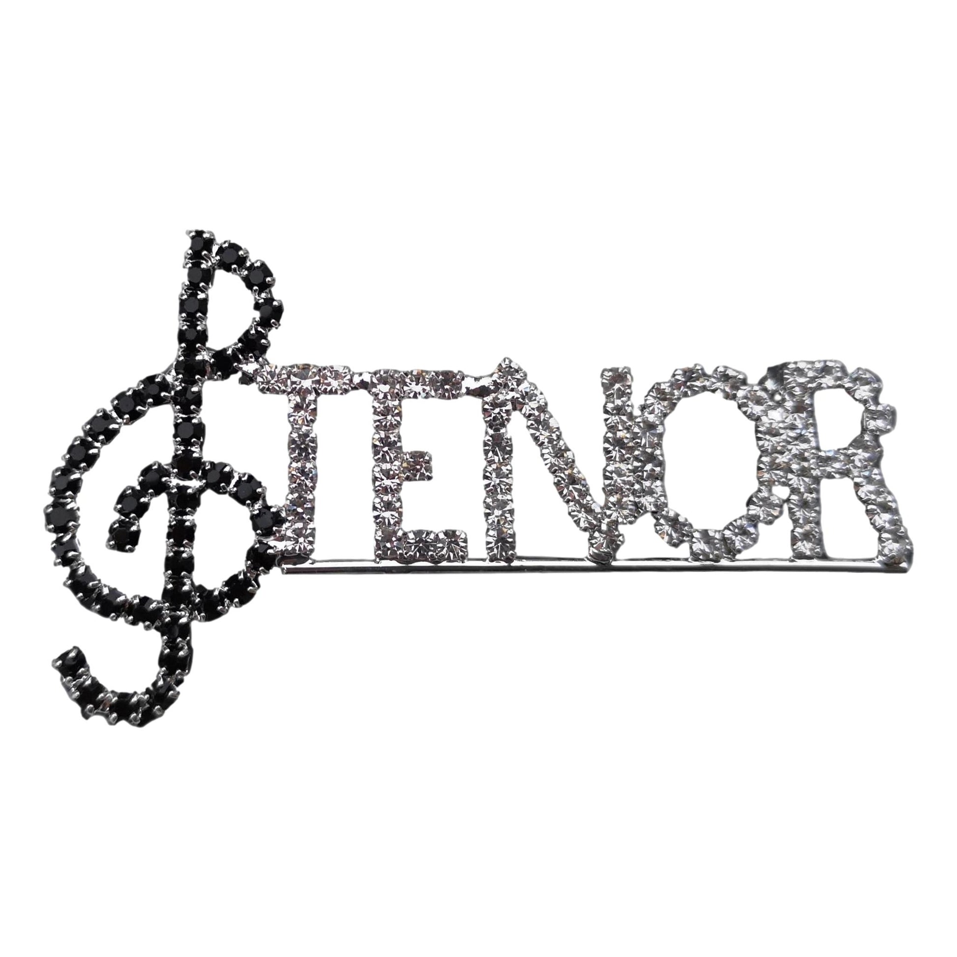 Tenor Barbershop Treble Clef style diamante crystal pin brooch image 0