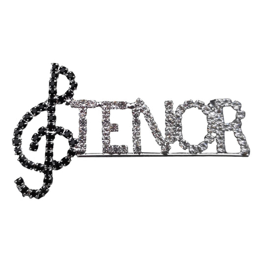 Tenor Barbershop Treble Clef style diamante crystal pin brooch image 0