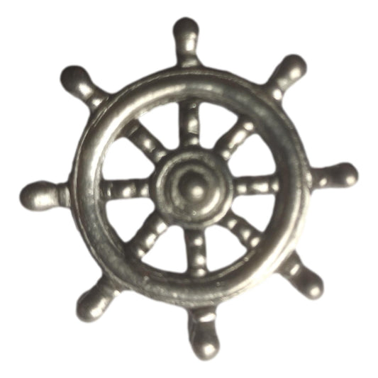 Ship's Wheel polished pewter metal lapel pin badge image 0