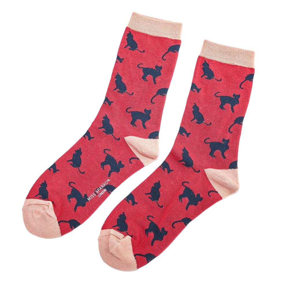 Cats Red Womens Novelty Ankle Socks Adult One Size image 0