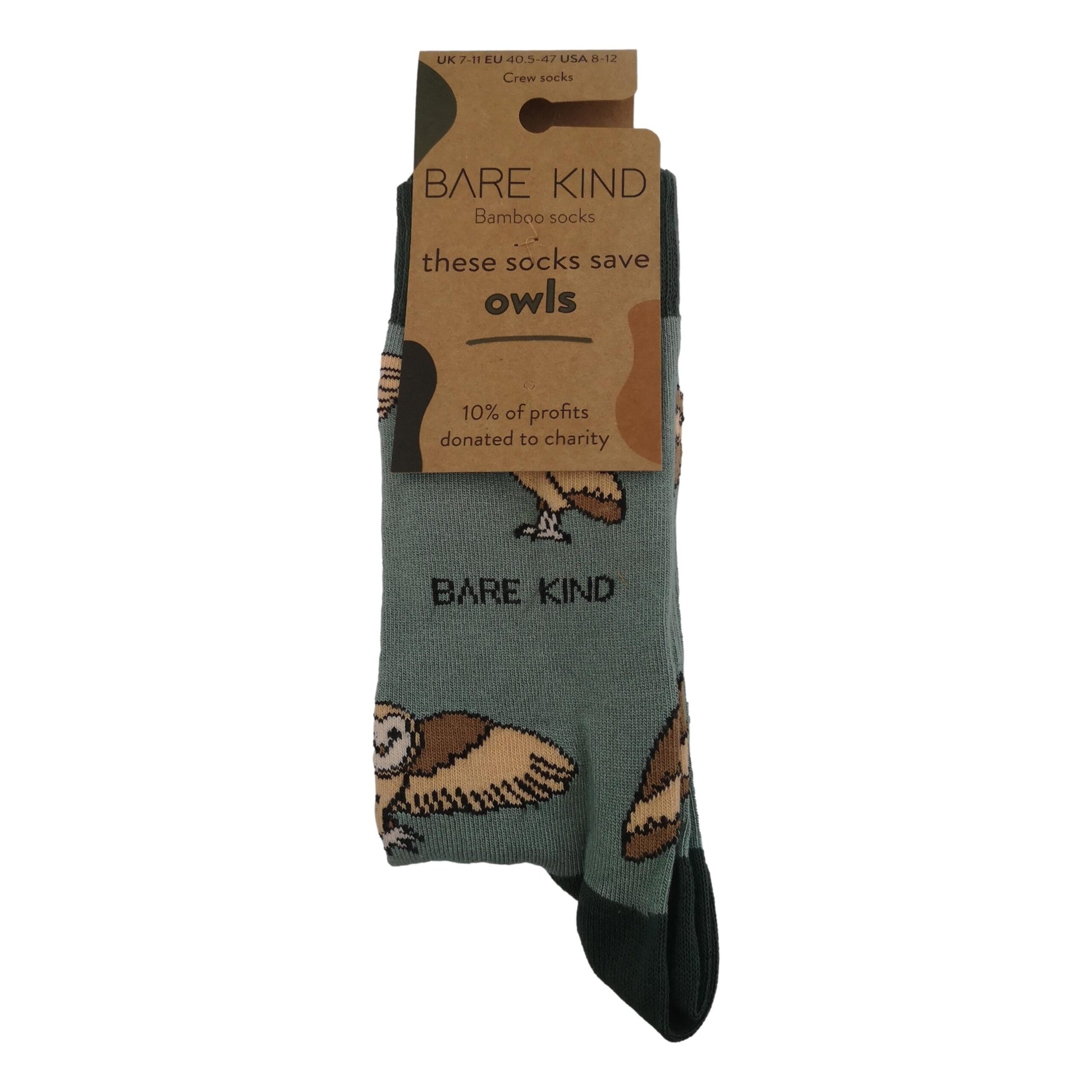 Save The Barn Owls Green Unisex Novelty Ankle Socks Adult UK Size 7-11 image 1
