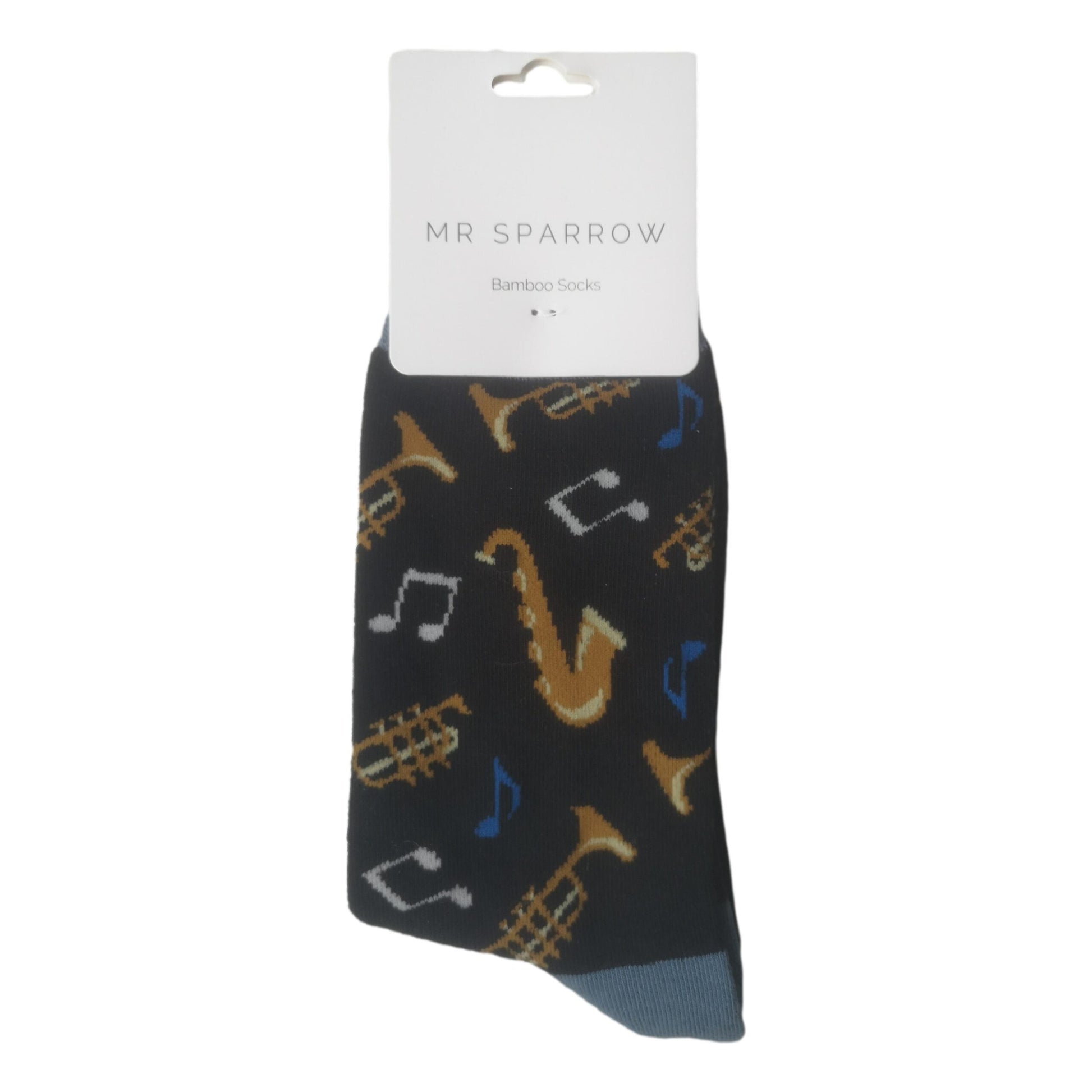 Jazz Instruments and Music Notes on Black Mens Novelty Ankle Socks Adult One Size image 1