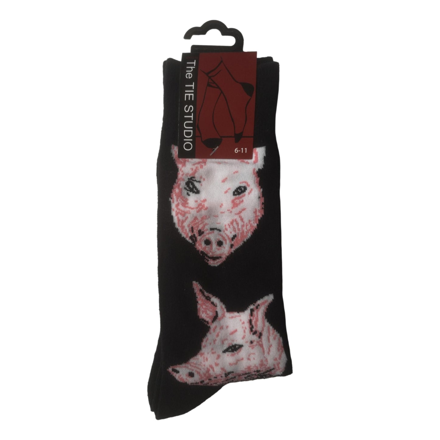 Pig Faces Black Unisex Novelty Ankle Socks Adult Size 6-11 image 0
