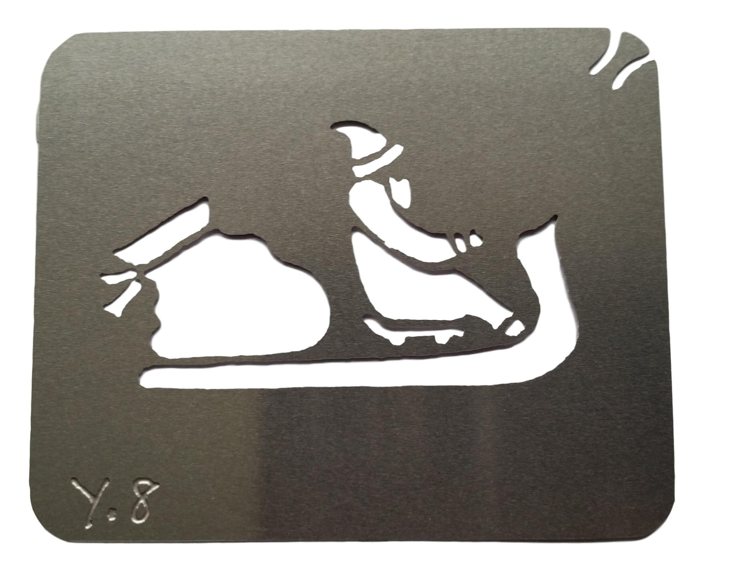 Stainless steel Santa Sleigh Y8 cake decorating / card making stencil image 0