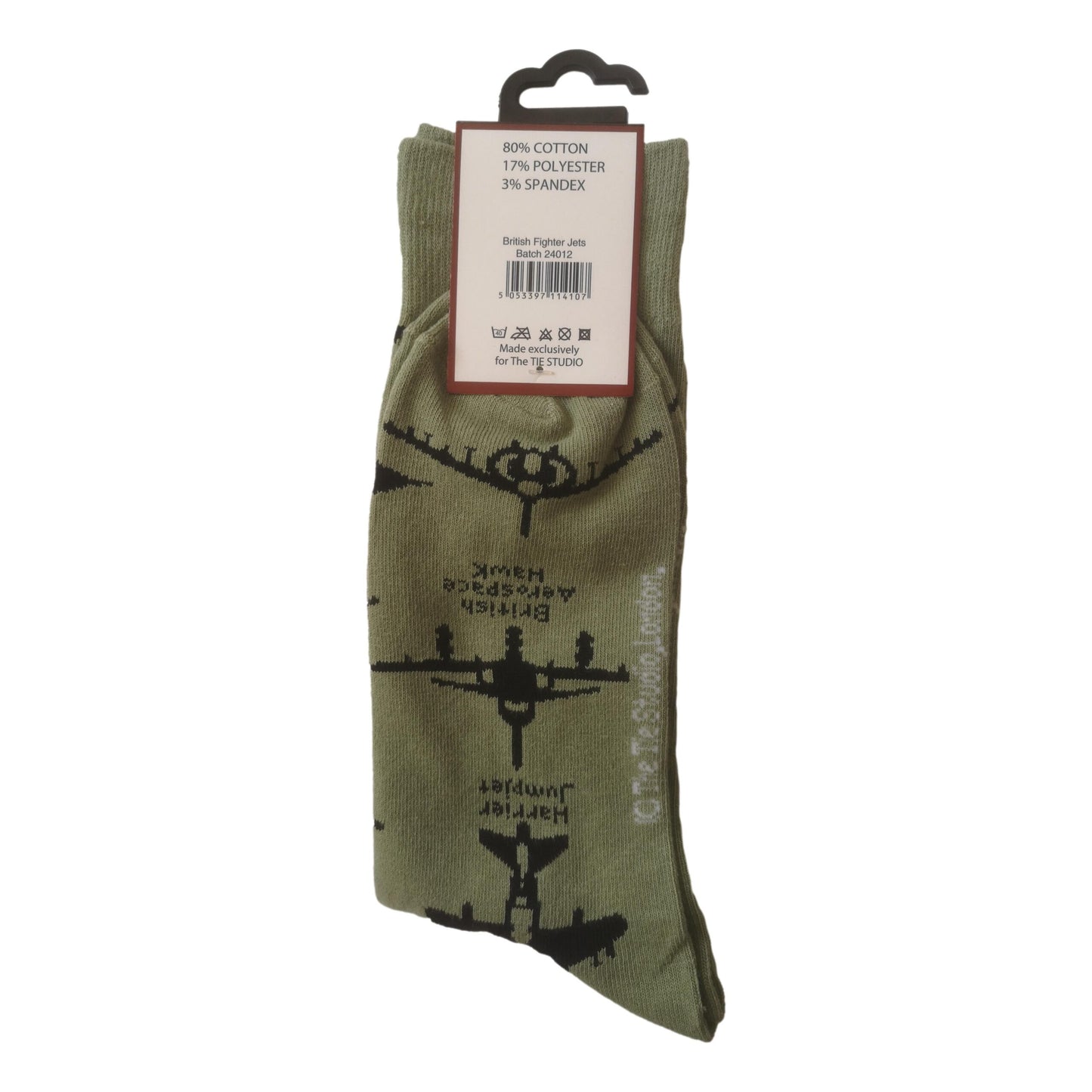 British Fighter Jets on Green Unisex Novelty Ankle Socks Adult Size 6-11 image 1