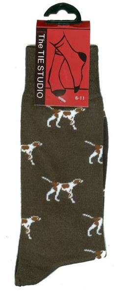 Pointer Gun Dogs on green repeating Unisex Socks Adult Size 6-11 image 1