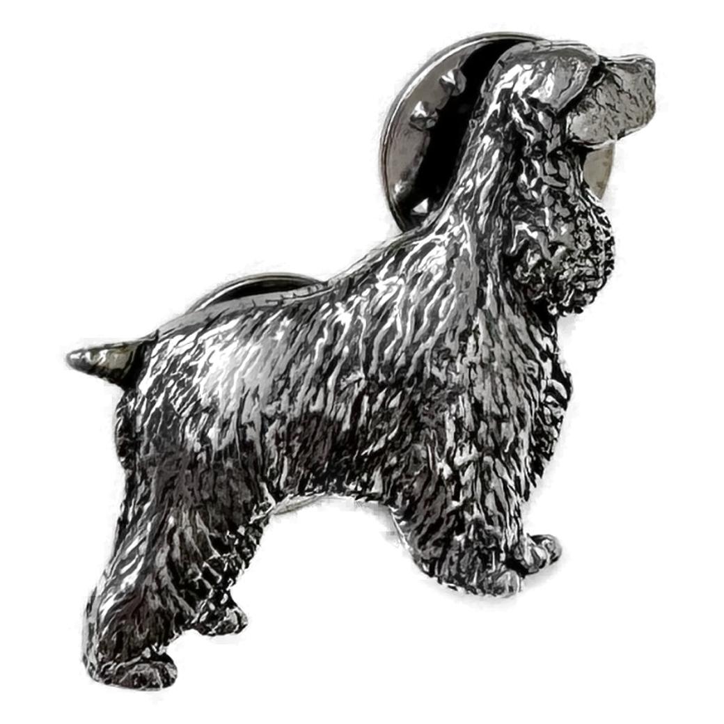 Cocker Spaniel Dog polished pewter metal lapel pin badge image 0
