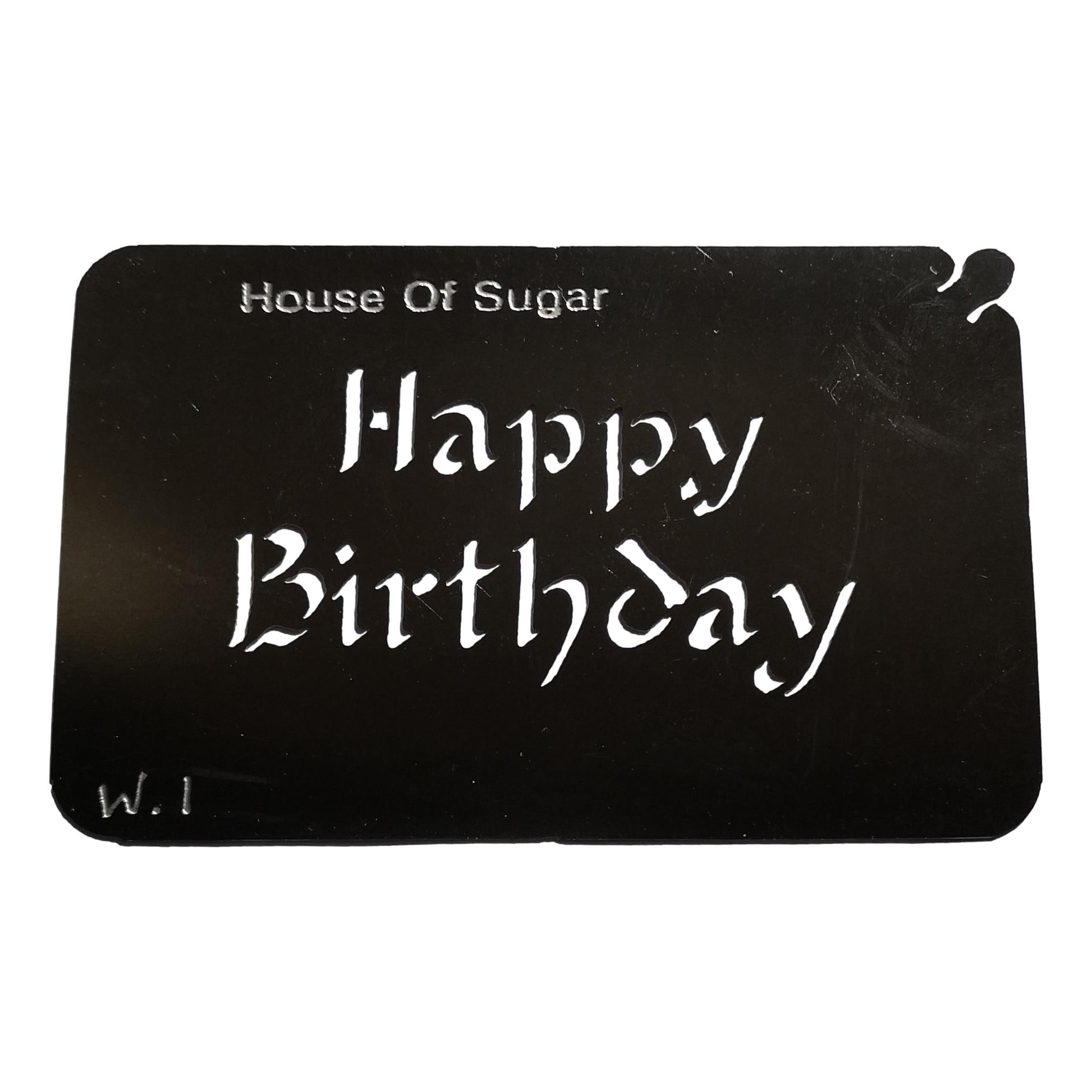 Stainless steel W1 Happy Birthday cake decorating / card making stencil image 0