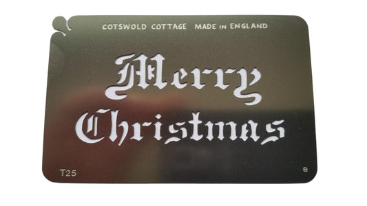 Stainless Steel Merry Christmas olde worlde T25 cake decorating / card making stencil image 0