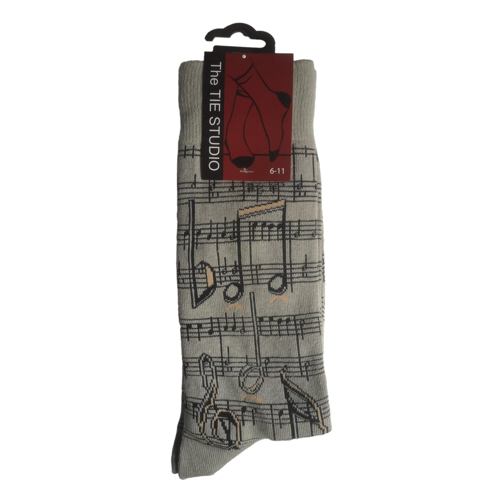 Music Notes and Stave Grey Unisex Novelty Ankle Socks Adult Size 6-11 image 0