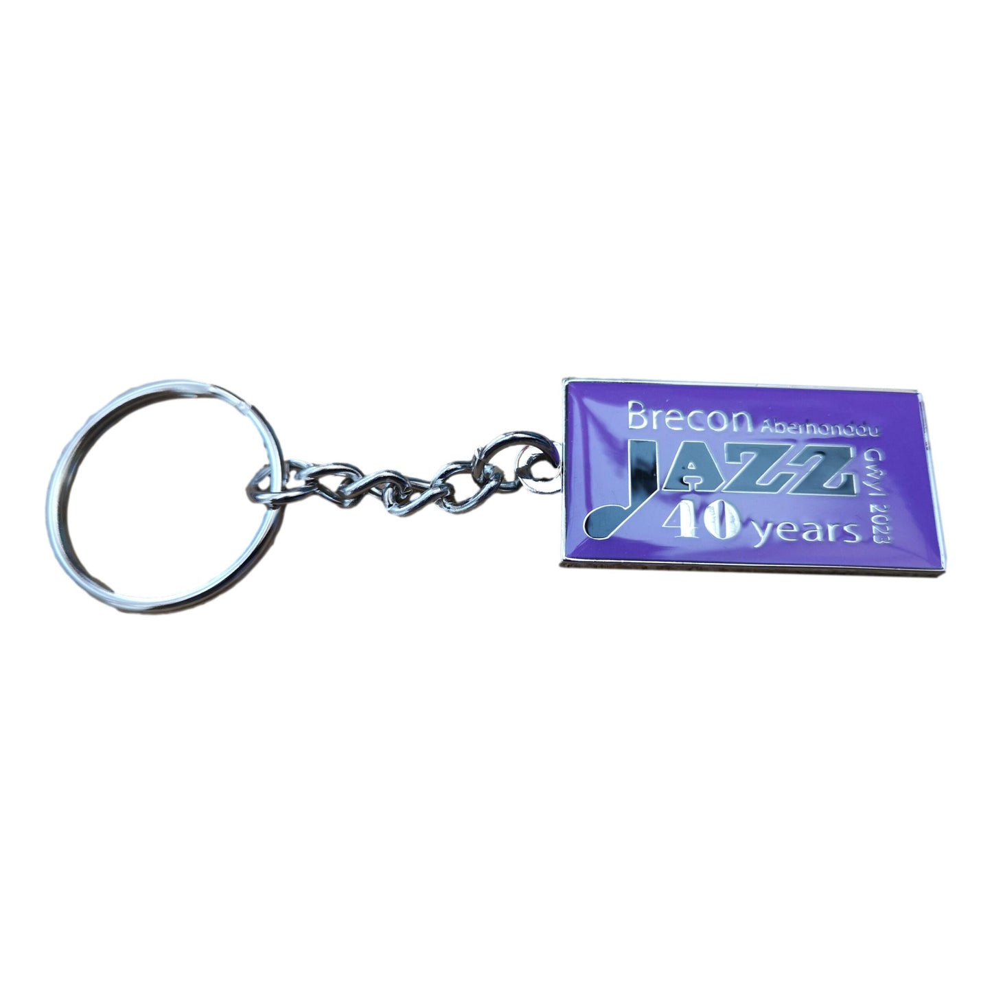 40 Years of Brecon Jazz 2023 Purple Metal Keyring image 0