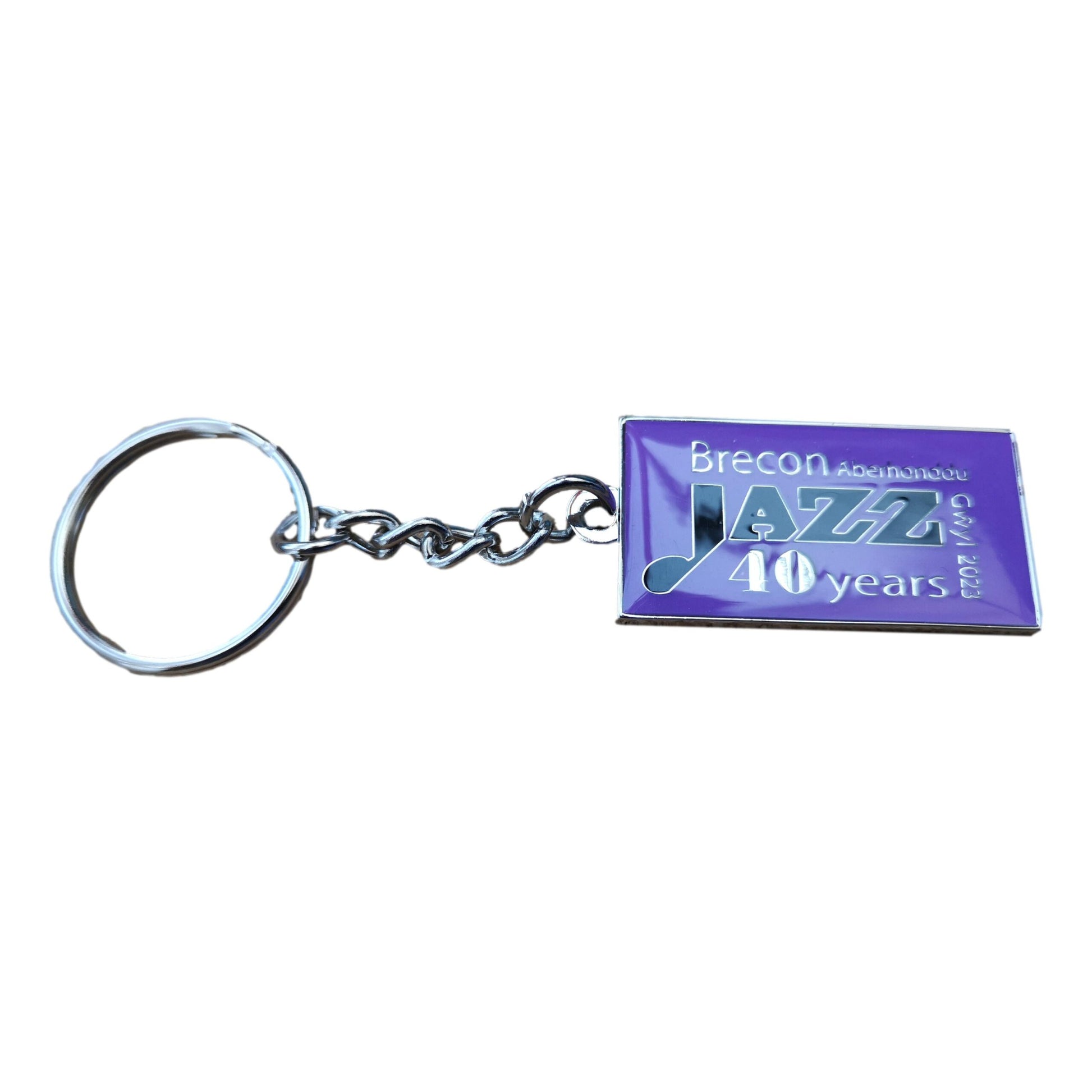 40 Years of Brecon Jazz 2023 Purple Metal Keyring image 0