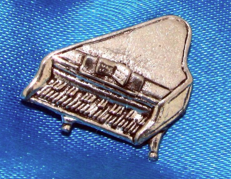Grand Piano Jazz Musician polished pewter metal lapel pin image 1