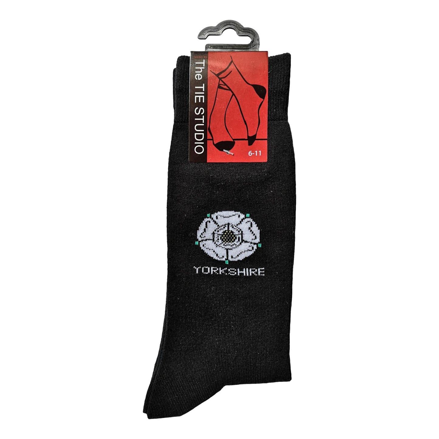 Yorkshire Rose on Black Unisex Novelty Ankle Socks Adult Size 6-11 image 0