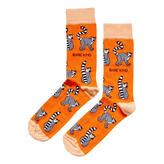 Save The Lemurs Orange Womens Novelty Ankle Socks Adult One Size image 0
