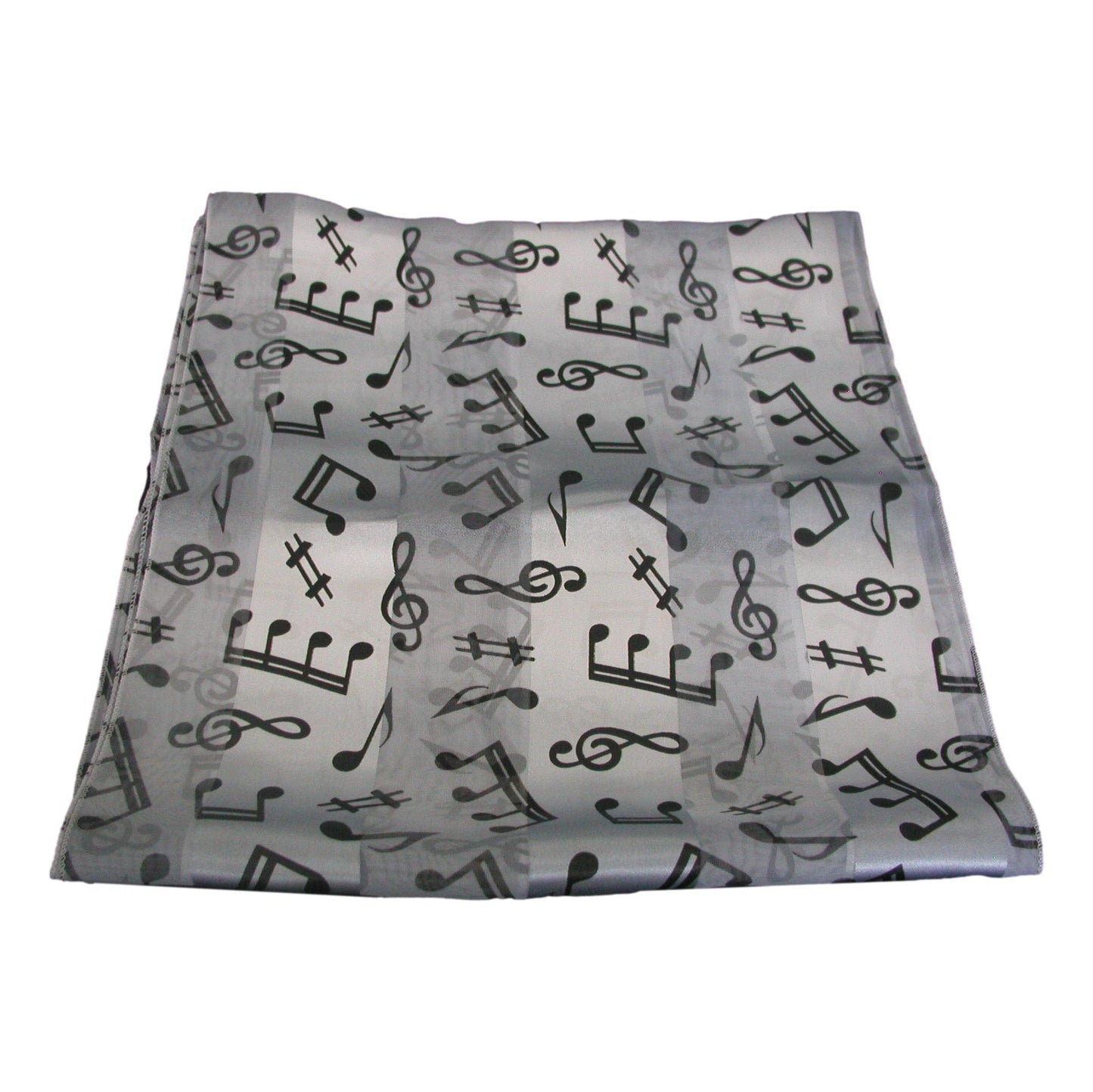 Treble Clef and Music Notes Black on White Satin Stripe Scarf image 1