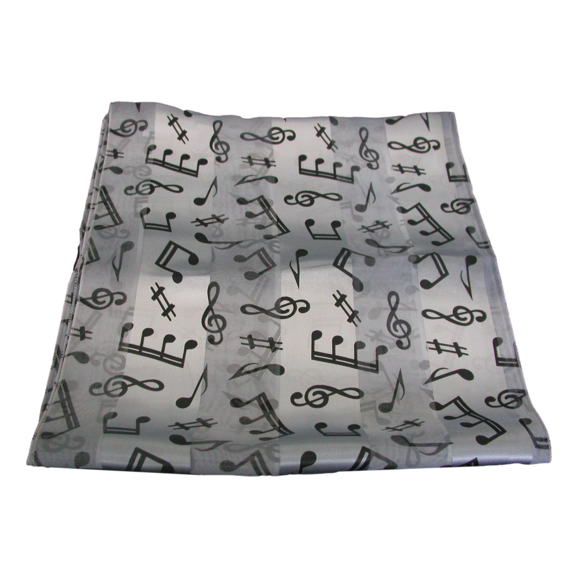 Treble Clef and Music Notes Black on White Satin Stripe Scarf image 1