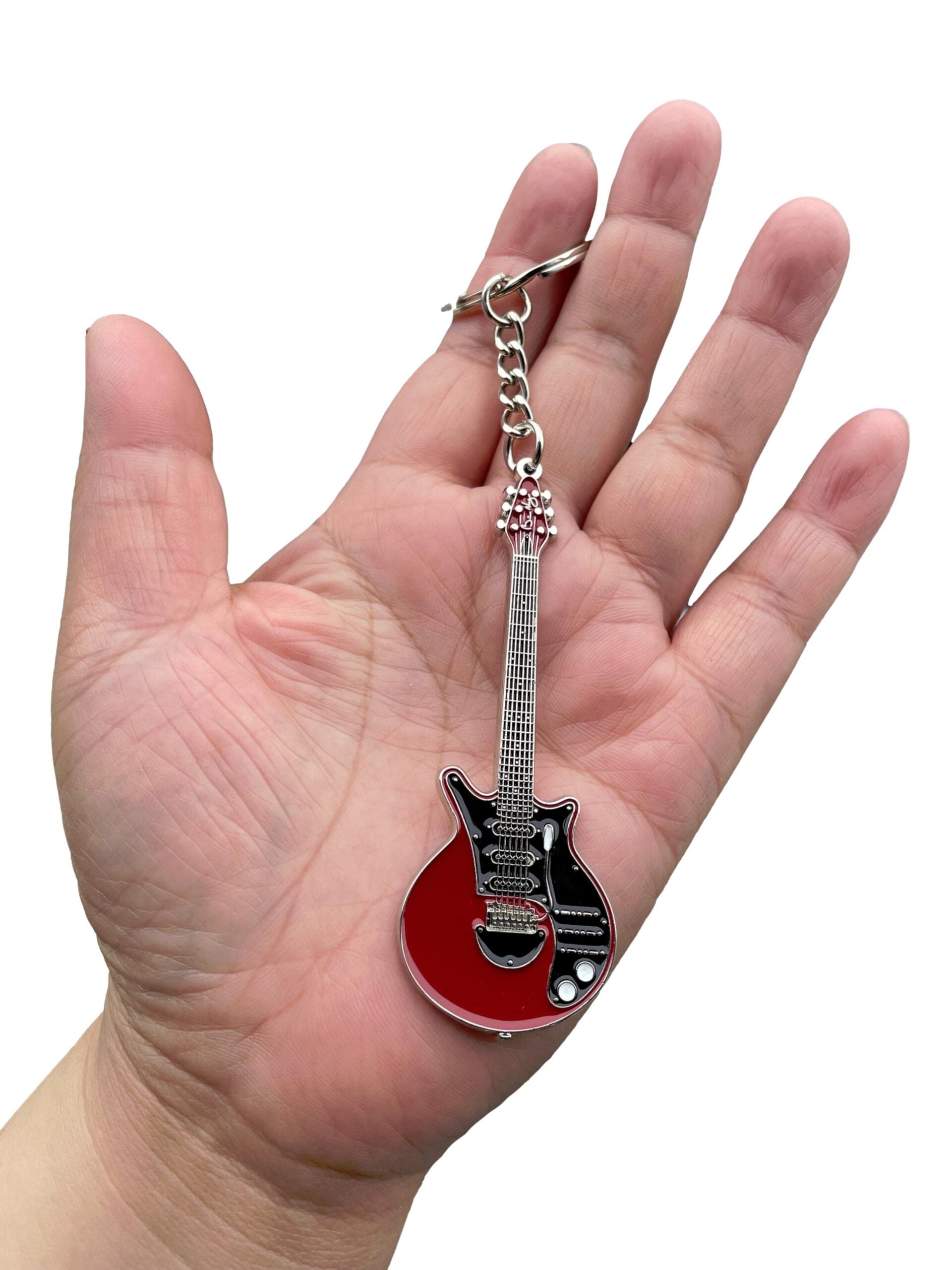 Brian May (Queen) Replica Red Special Electric Guitar polished silver-plated keyring image 1