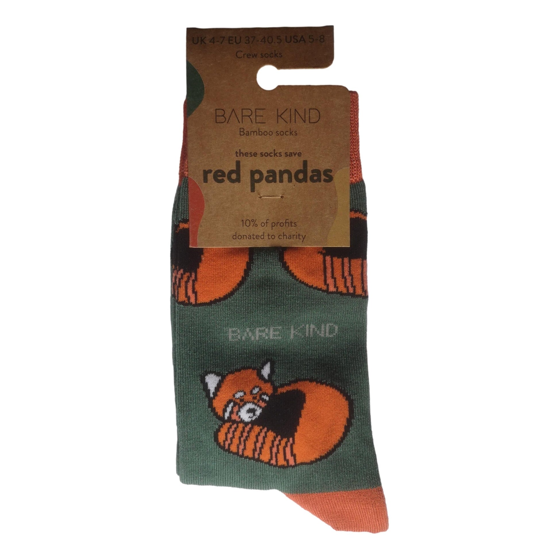 Save The Red Pandas Green Unisex Novelty Ankle Socks Adult UK Size 4-7 image 1