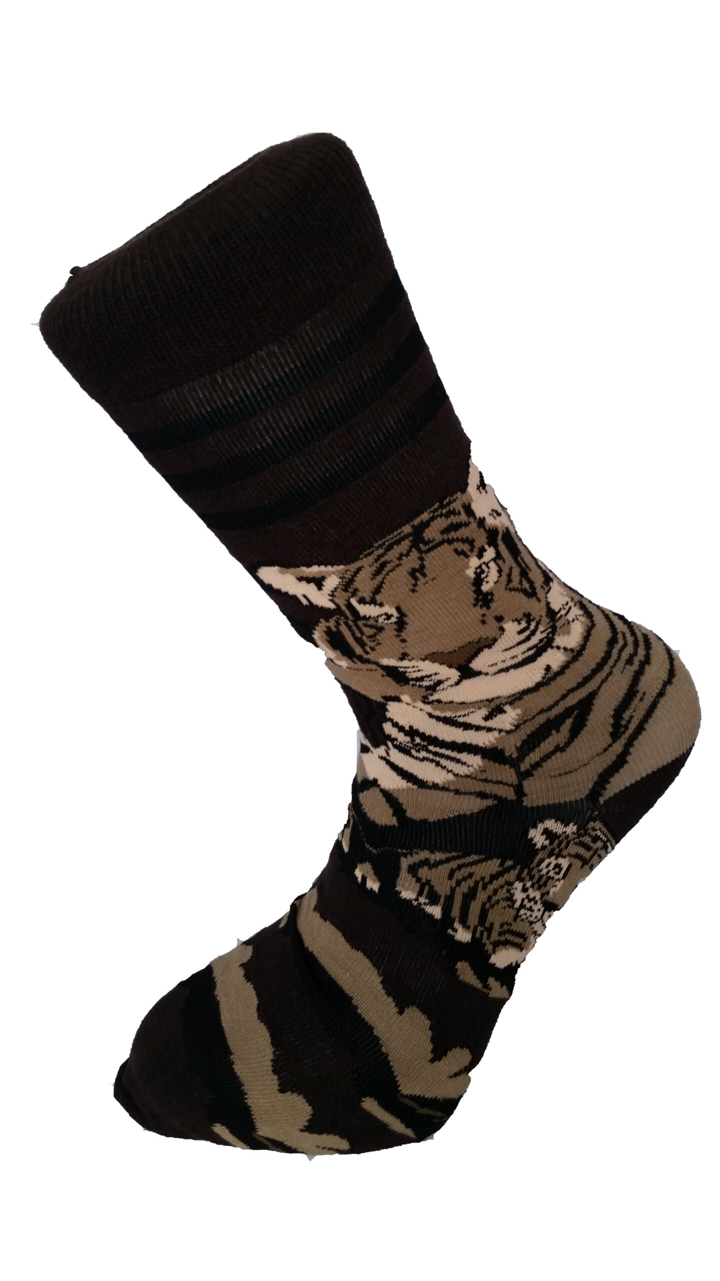 Tiger lying down brown Unisex Novelty Ankle Socks Adult Size 6-11 image 0